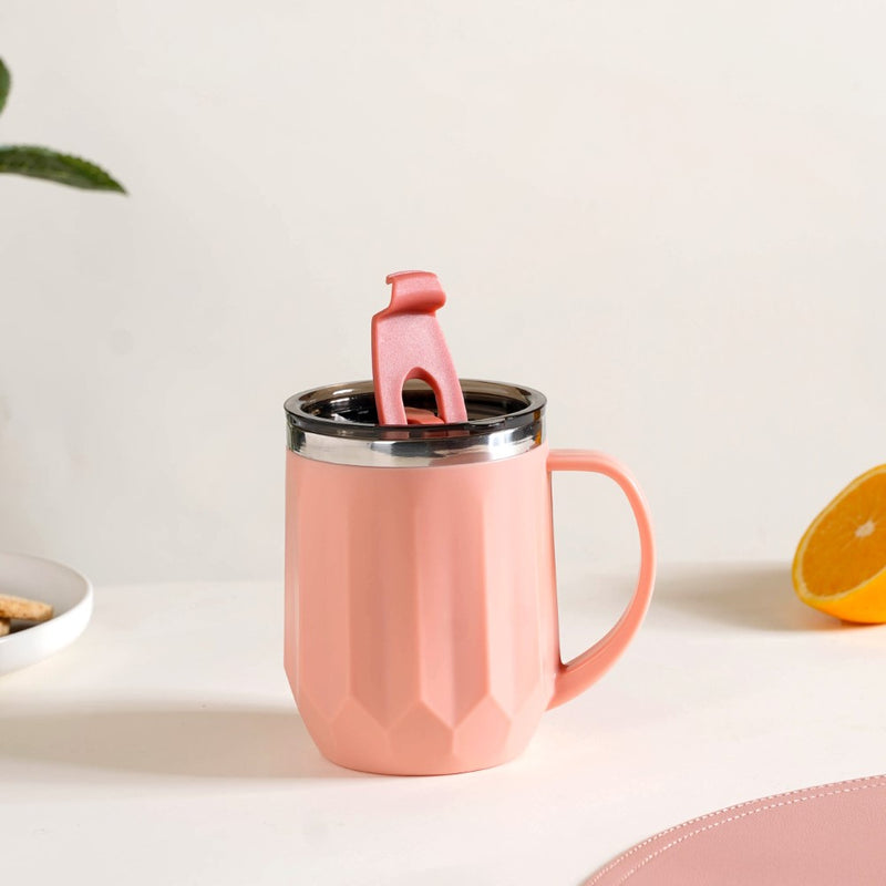 Portable Desk Coffee Mug Pink 400ml - Travel mug, travel coffee mug, coffee mug with lid, tea mug, insulated mug, portable coffee mug