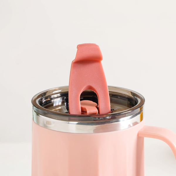 Portable Insulated Travel Coffee Mug Pink 400ml