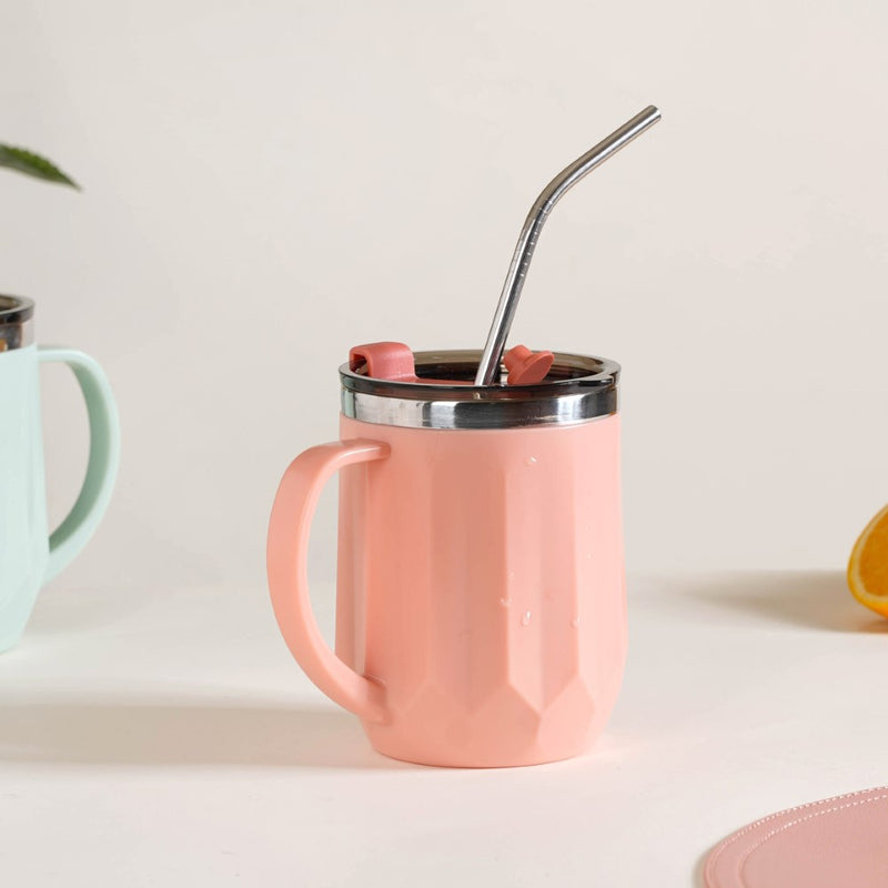 Portable Desk Coffee Mug Pink 400ml - Travel mug, travel coffee mug, coffee mug with lid, tea mug, insulated mug, portable coffee mug