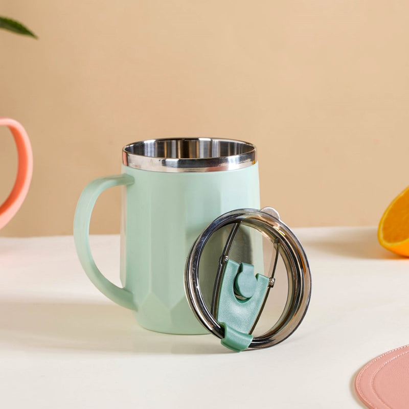 Portable Travel Coffee Mug With Lid Mint 400ml - Travel mug, travel coffee mug, coffee mug with lid, tea mug, insulated mug, portable coffee mug