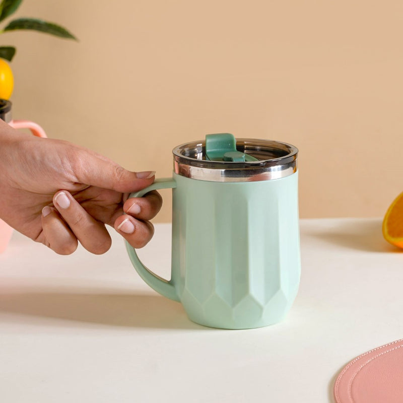 Portable Travel Coffee Mug With Lid Mint 400ml - Travel mug, travel coffee mug, coffee mug with lid, tea mug, insulated mug, portable coffee mug