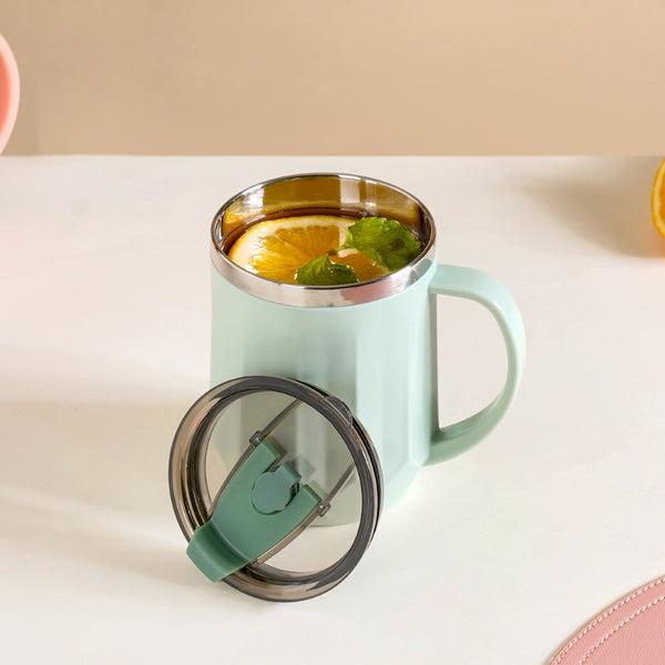 Portable Insulated Coffee Mug With Lid Mint 400ml