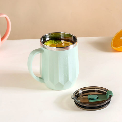 Portable Insulated Coffee Mug With Lid Mint 400ml