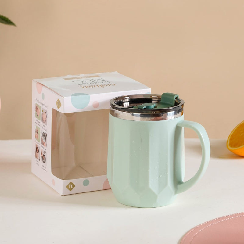 Portable Travel Coffee Mug With Lid Mint 400ml - Travel mug, travel coffee mug, coffee mug with lid, tea mug, insulated mug, portable coffee mug