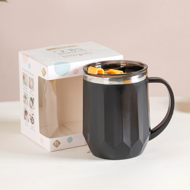 Travel Mug For Tea & Coffee Black 400ml - Travel mug, travel coffee mug, coffee mug, coffee mug with lid