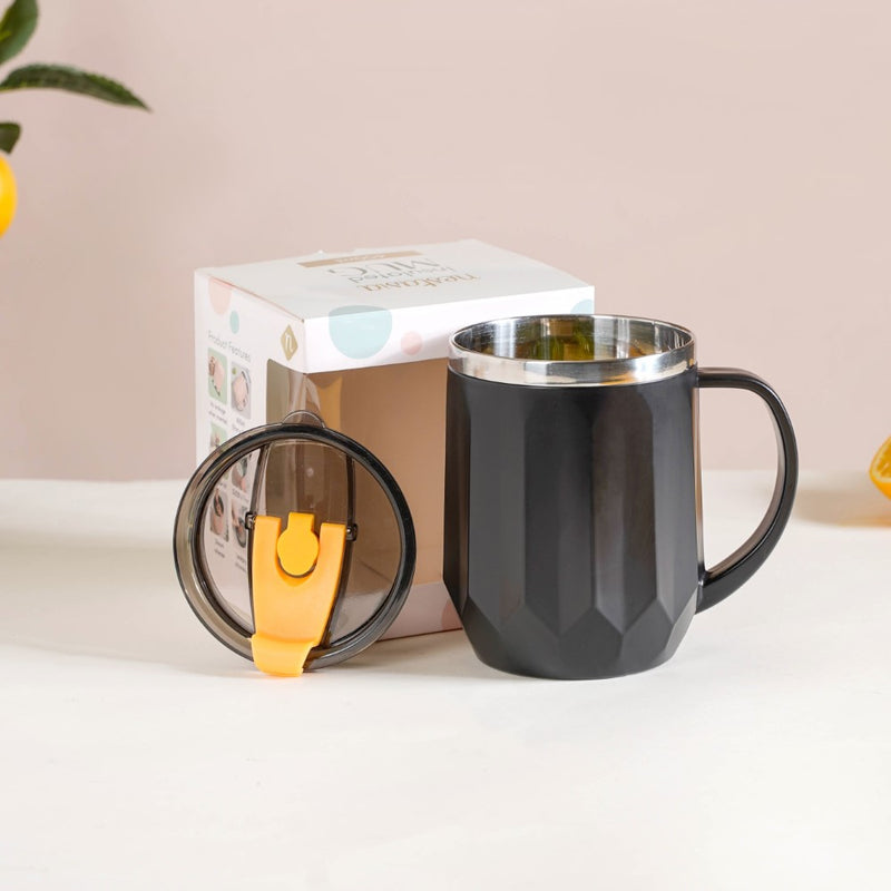 Travel Mug For Tea & Coffee Black 400ml - Travel mug, travel coffee mug, coffee mug, coffee mug with lid