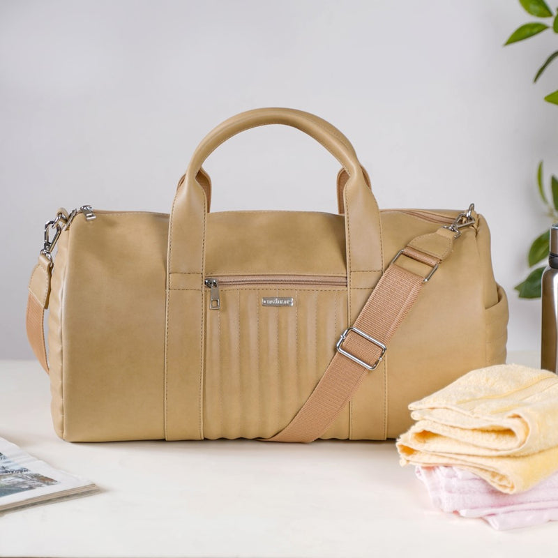 Jet-Setter Travel Duffel Bag Beige Large 17x13 Inch