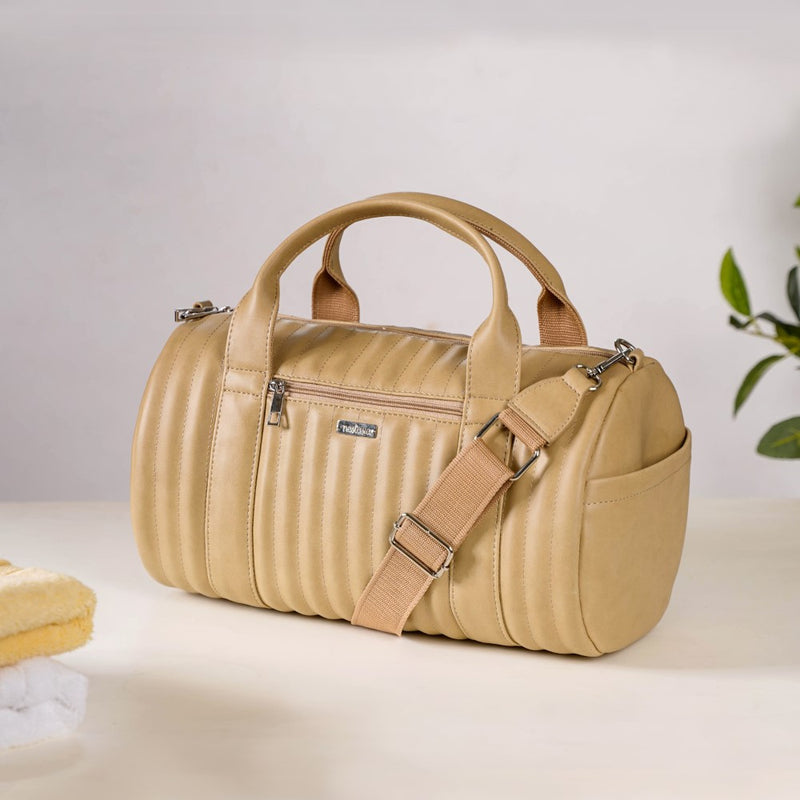 Jet-Setter Travel Duffel Bag Beige Small 14x11 Inch