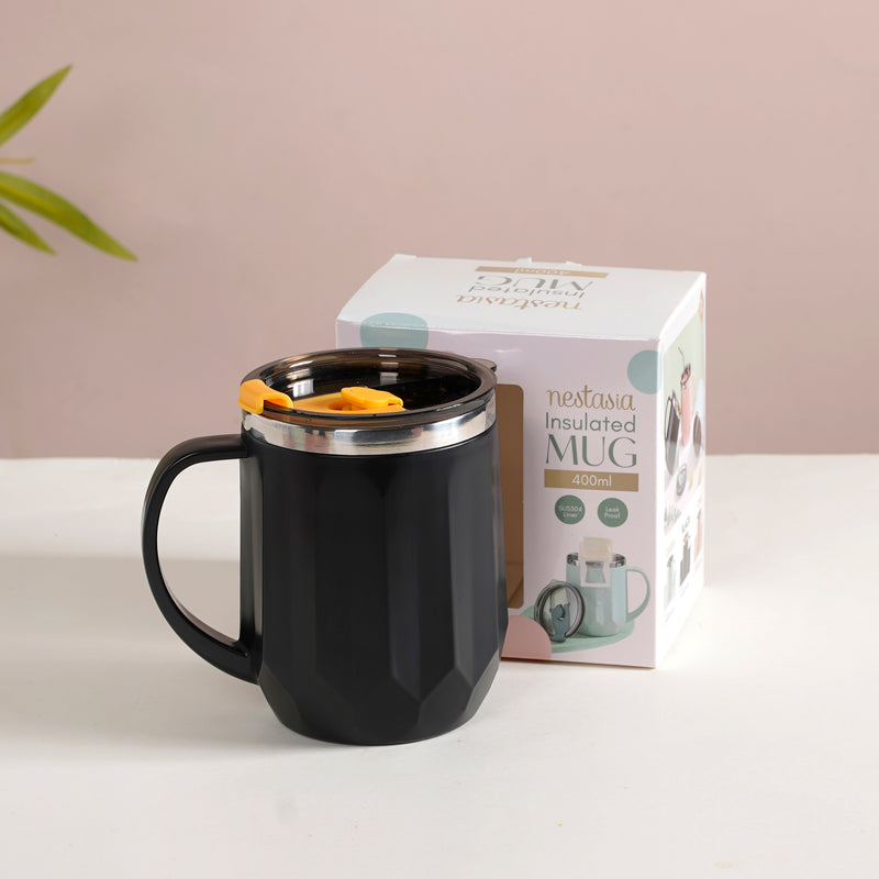 Travel Mug For Tea & Coffee Black 400ml - Travel mug, travel coffee mug, coffee mug, coffee mug with lid