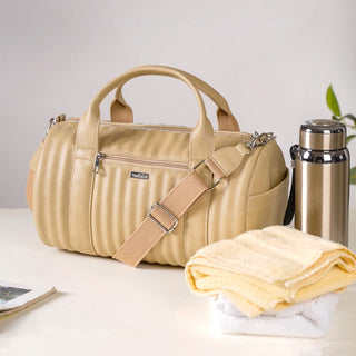 Jet-Setter Duffle Bag Beige Small 14x7 Inch