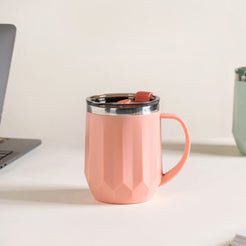 Portable Desk Coffee Mug Pink 400ml - Travel mug, travel coffee mug, coffee mug with lid, tea mug, insulated mug, portable coffee mug