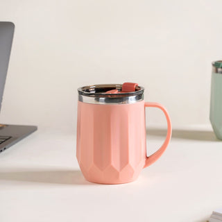 Portable Insulated Travel Coffee Mug Pink 400ml