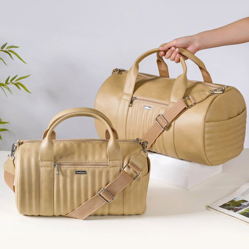 Jet-Setter Travel Duffel Bag Beige Set Of 2