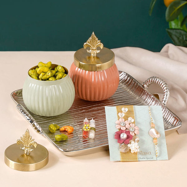 Rakhi Silver Tray Gift Hamper Set Of 8