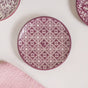 Floral Design Ceramic Dessert Plate Set Of 4 White Mauve 15cm