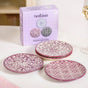 Floral Design Ceramic Dessert Plate Set Of 4 White Mauve 15cm