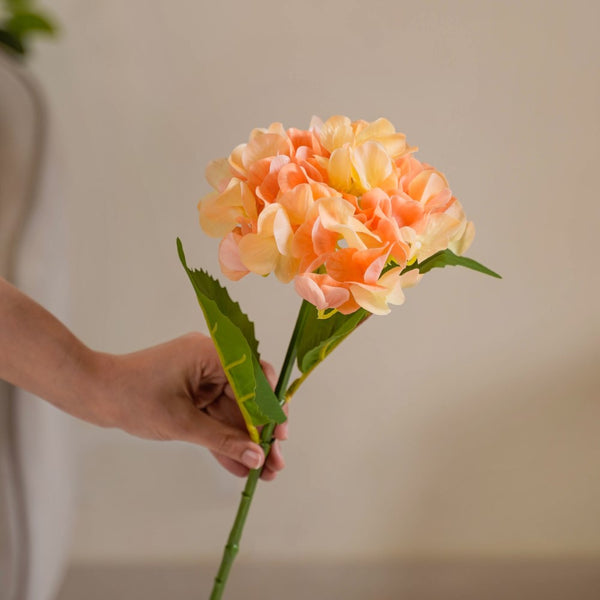 Faux Hydrangea Flower Peach