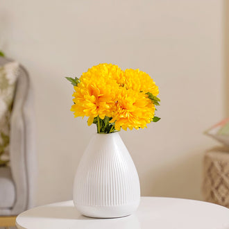 Chrysanthemum Flower Yellow Set Of 5- Chrysanthemum Flower Yellow, Artificial Yellow Flower, Vase Decoration Flower, Room Decor Plant