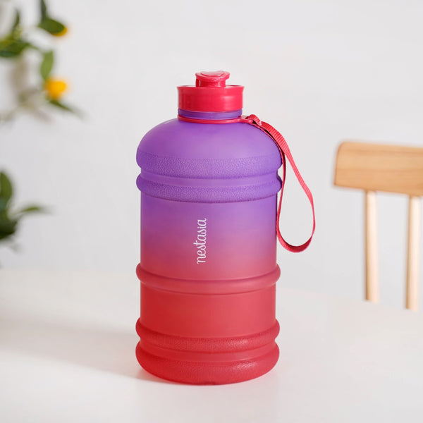 AquaBurst Large Gym Water Bottle With Handle Ombre Purple Red 2400ml