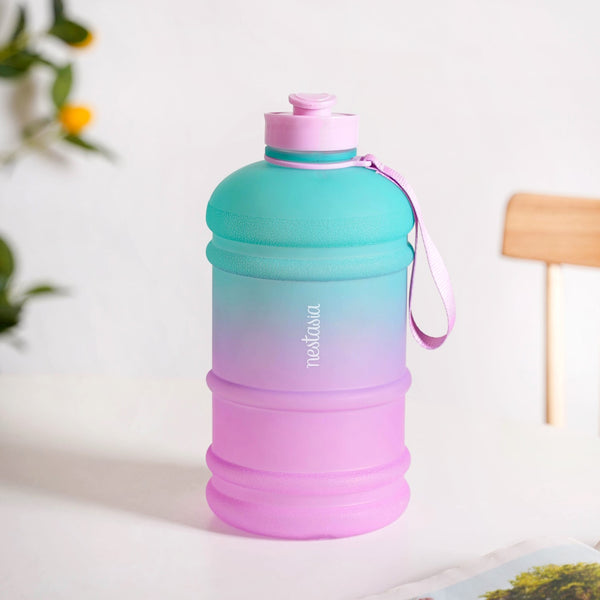 AquaBurst Large Capacity Gym Water Bottle Ombre Pink Turquoise 2400ml