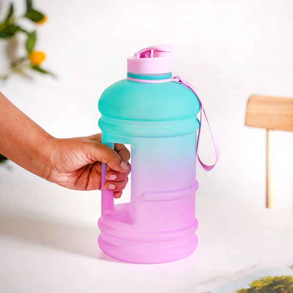 AquaBurst Large Capacity Gym Water Bottle Ombre Pink Turquoise 2400ml