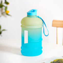 AquaBurst Water Bottle With Motivational Time Markers Ombre Green Blue 2400ml