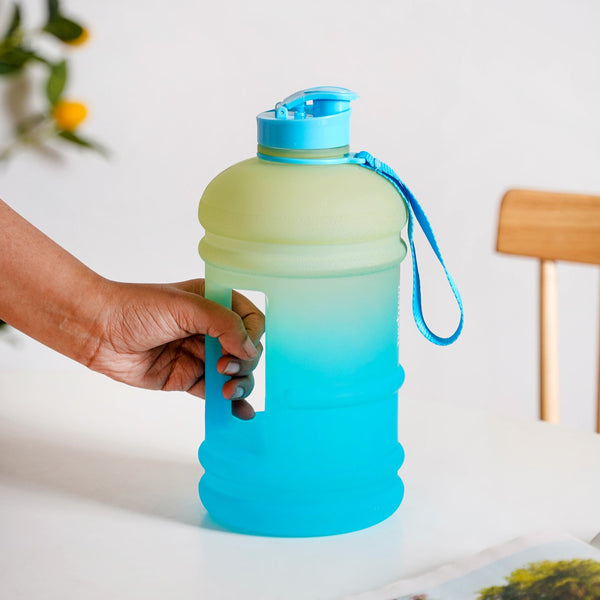 AquaBurst Water Bottle With Capacity Markers Ombre Green Blue 2400ml