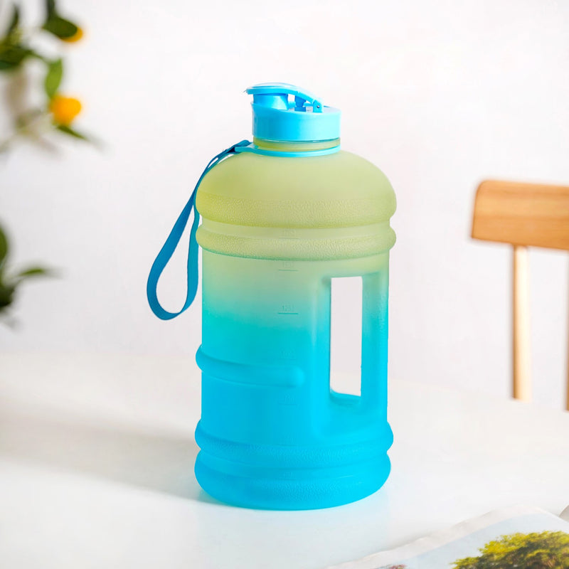 AquaBurst Water Bottle With Motivational Time Markers Ombre Green Blue 2400ml