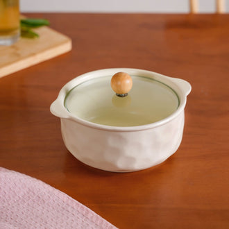 Ceramic Serving Bowl With Glass Lid 950ml