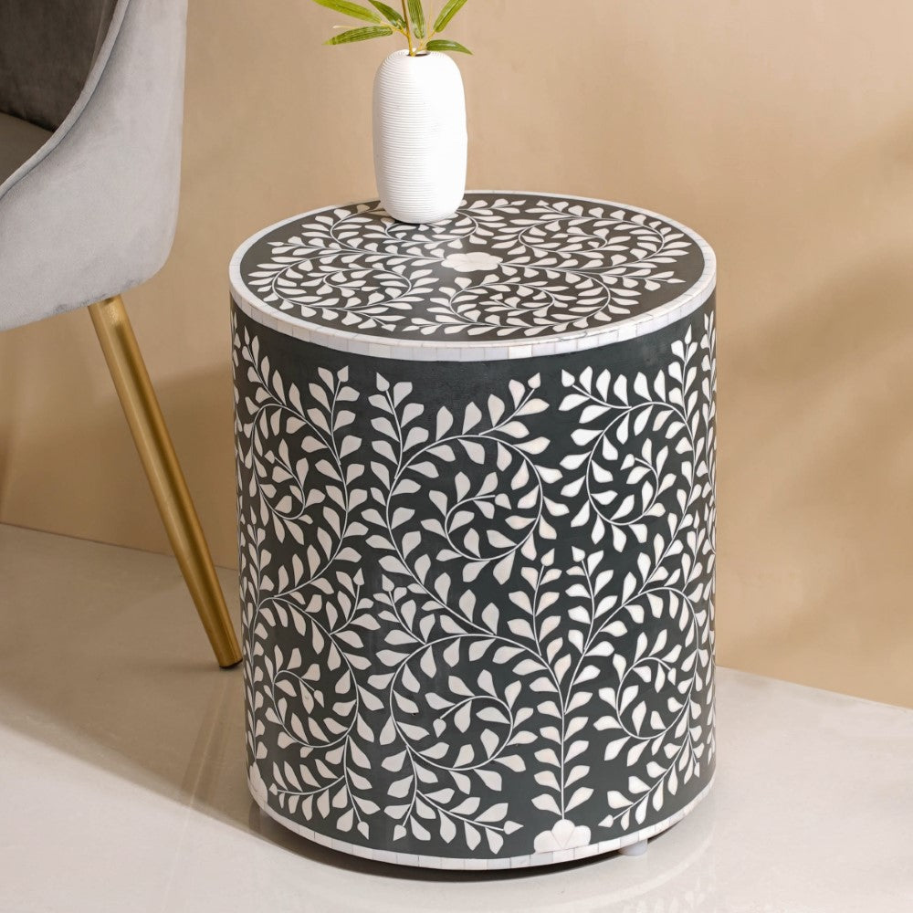 Leaf Inlay Design Side Table Online - Premium Furniture | Nestasia