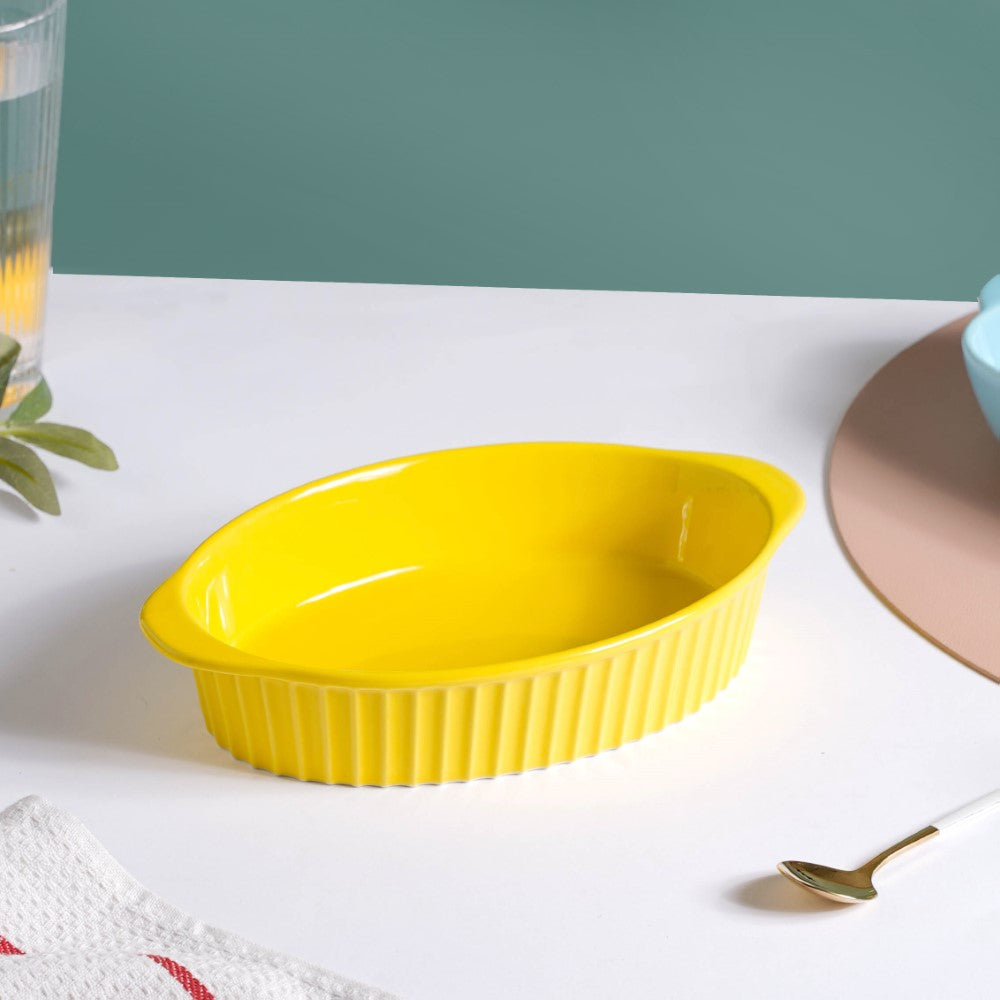 Oval Microwave Baking Pan Yellow 8.5 Inch Online - Premium Baking Dish ...