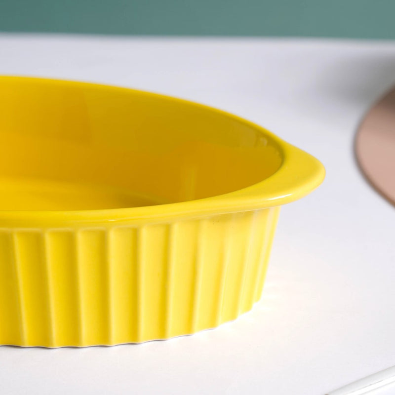 Oval Microwave Baking Pan Yellow 8.5 Inch - Baking Dish