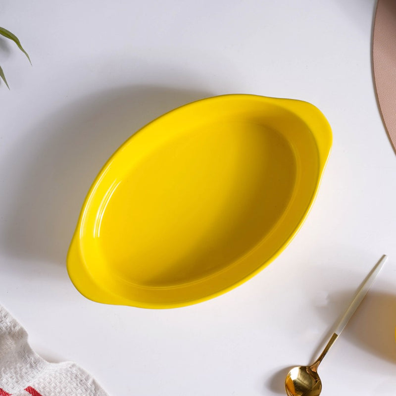 Oval Microwave Baking Pan Yellow 8.5 Inch - Baking Dish
