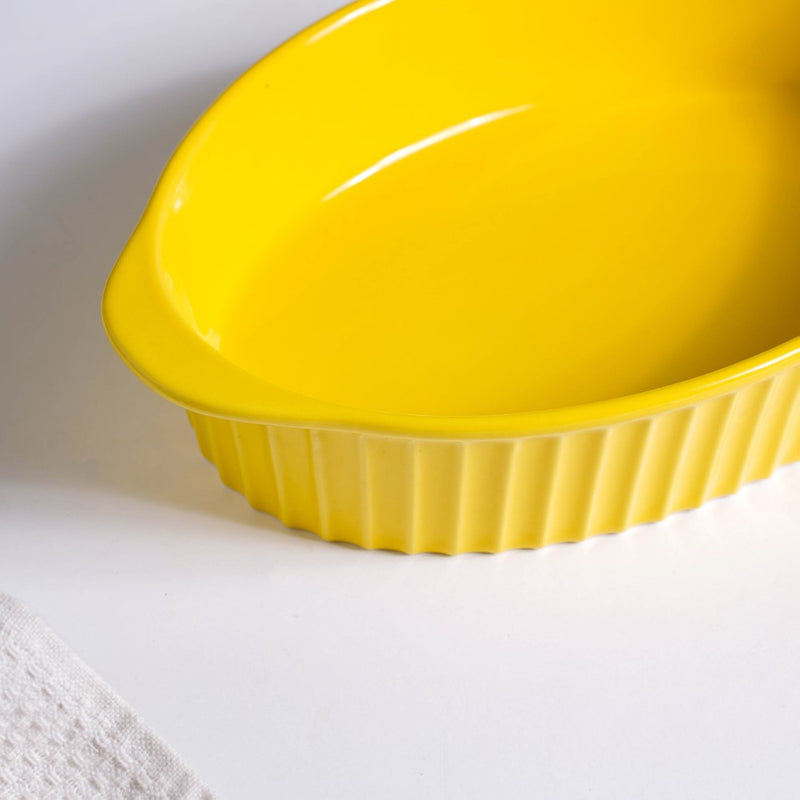 Oval Microwave Baking Pan Yellow 8.5 Inch - Baking Dish