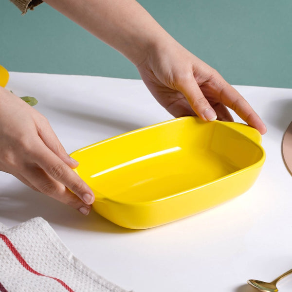Microwave Oven Baking Dish Yellow 8.5 Inch