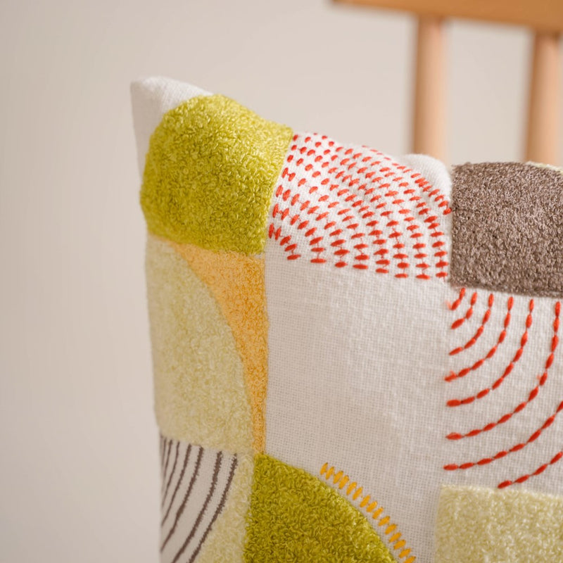 Abstract Woven & Tufted Cushion Cover 16x16 Inch