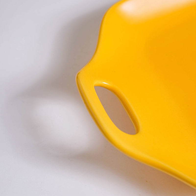 Oven Baking Tray Yellow 11.5 Inch - Ceramic platter, serving platter, fruit platter | Plates for dining table & home decor