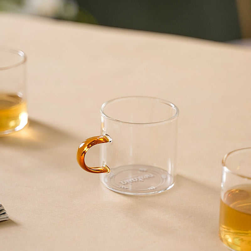 Transparent And Yellow Cup Set of 6- Tea cup, coffee cup, cup for tea | Cups and Mugs for Office Table & Home Decoration