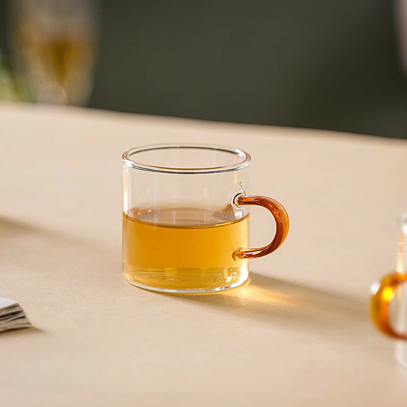 Transparent And Yellow Cup Set of 6- Tea cup, coffee cup, cup for tea | Cups and Mugs for Office Table & Home Decoration