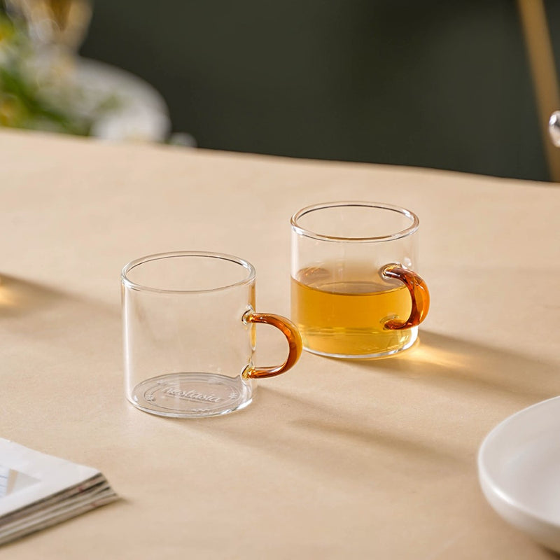 Transparent And Yellow Cup Set of 6- Tea cup, coffee cup, cup for tea | Cups and Mugs for Office Table & Home Decoration