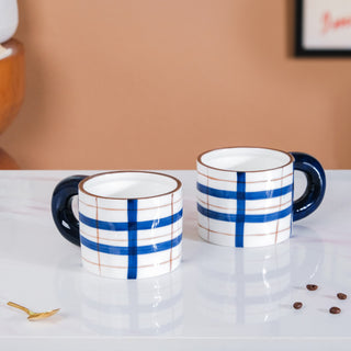 Artsy Ceramic Cup For Coffee Blue Set of 2 330ml