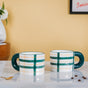 Artsy Ceramic Cup For Coffee Green Set of 2 330ml- Mug for coffee, tea mug, cappuccino mug | Cups and Mugs for Coffee Table & Home Decor