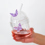 Crystal Fairy Core Butterfly Tumbler With Lid And Straw 450ml Set Of 2 Purple