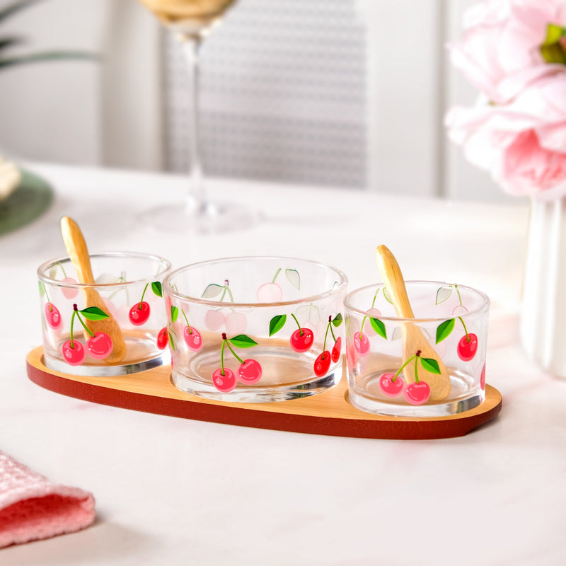 Very Cherry Platter With Spoon Set Of 6