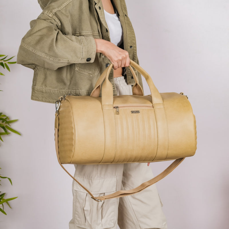 Jet-Setter Travel Duffel Bag Beige Large 17x13 Inch