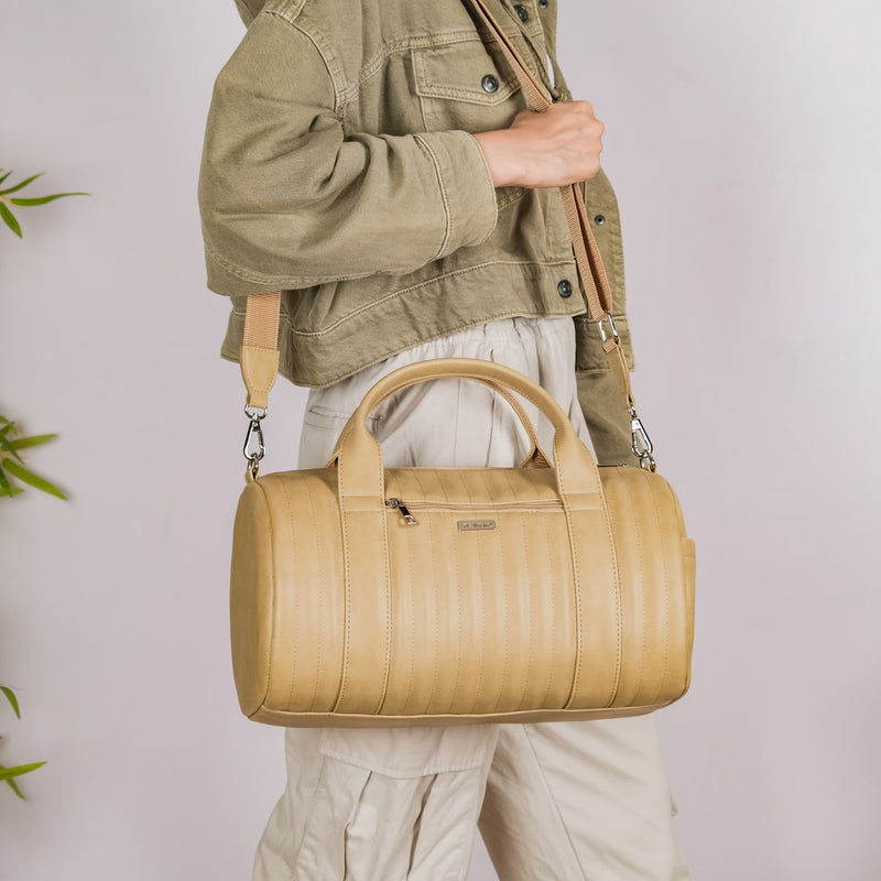 Jet-Setter Travel Duffel Bag Beige Small 14x11 Inch