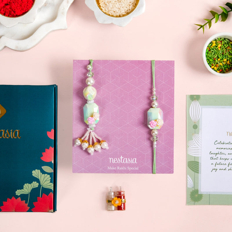 Iridescent Bhai Bhabi Rakhi And Lumba Gift Set