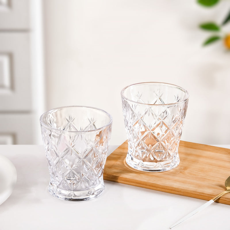 Diamond Cut Drinking Glass Set Of 6 245ml