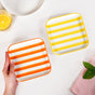 Carnival Stripe Dessert Plates Set Of 2 16x16cm Orange Yellow