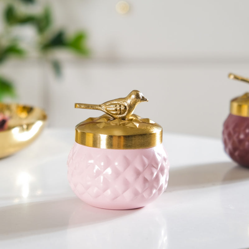 Bird Metal Jar With Lid Set of 2- Bird Metal Jar, Metal Jar, Metal Jar With Lid, Metal Jar With Lid Set of 2